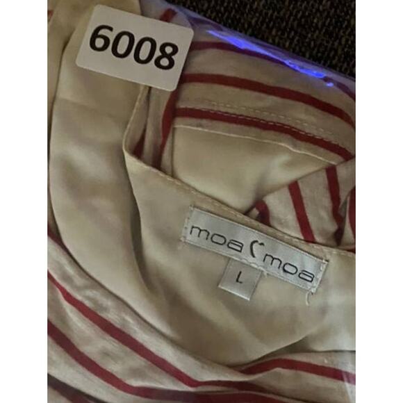 Moa Moa Striped Tunic Pink Red Nautical Short Sleeve Large - Picture 7 of 7